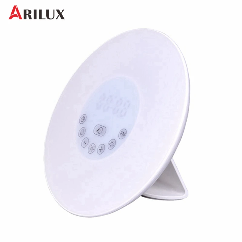 

ARILUX Wake Up LED Light Multifunction Night Light With Touch Sensor Sunrise Alarm Clock & FM Radio Colorful Atmosphere Lamp