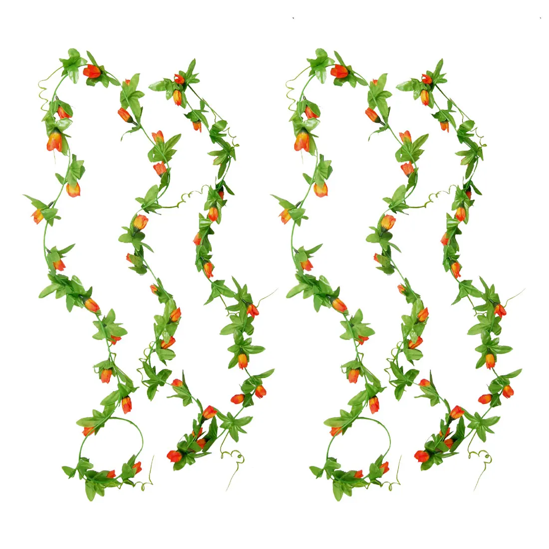 UXCELL Product Keywords Wall Decor 7.87Ft Artificial Orange Mangnolia Flower Bud Hanging Vine 2 Pcs hanging | vine