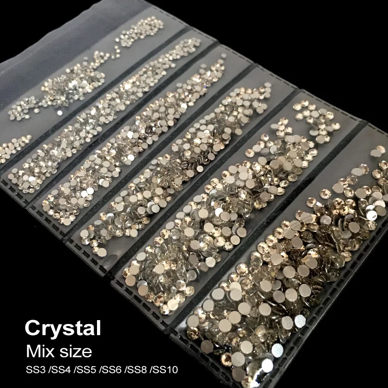 Супер Блестящий Стразы Crystal ss3/SS4/SS5/SS6/SS8/SS10 разные размеры без горячей фиксации