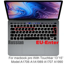 Russian EU&US-Enter Keyboard Cover Protector for Macbook Pro 13Air 11 12 15 touch bar Model A1706/A1466 A1707/A1990/A1398/A1534