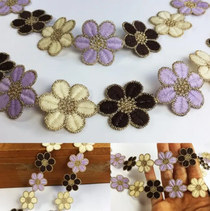 

New Hot Sale Water Soluble Sewing Lace Applique 3 Meters 2.5cm Floral Beauty Flower Venise Lace Trim