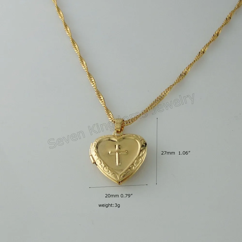 

/Min order 10$ / - YELLOW GOLD OVERLAY 18" TWIST NECKLACE& JESUS CROSS RELIGIOUS GOD HEART CAN BE OPENED HANGS 1.06" PENDANT