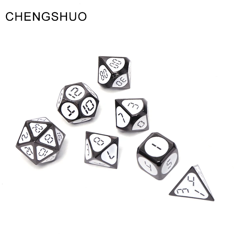 

Chengshuo rpg metal dice dnd polyhedral sets dungeons and dragons table game dices dados d20 10 6 12 8 white digital zinc alloy