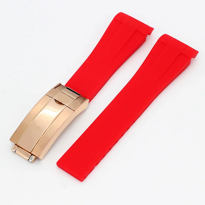 Высококачественный силиконовый ремешок для часов Ремешок 20 21 мм зеленый - Цвет ремешка: Red Rose Gold