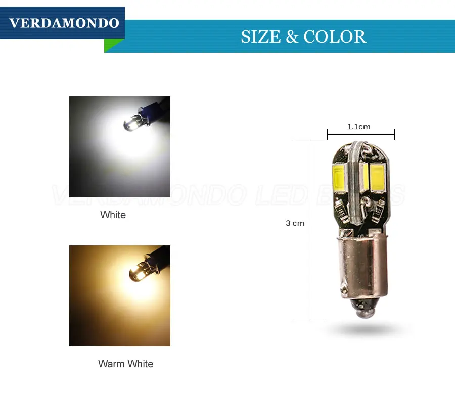 2 шт BA9S T4W светодиодный 8SMD 5730 лампочки DC 12 V для автомобилей Чтение свет лампочка для машины укладки теплый белый