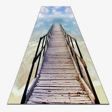 Дерево Деревянный мост голубое небо ходьба 3d принт Нескользящая микрофибра моющийся длинный бегун коврик коврики для прихожей