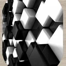 Еще черный, белый цвет кубики Коробки абстрактным 3d принтом Нескользящие микрофибра Гостиная современный овальной формы, которое можно стирать в машине ковер