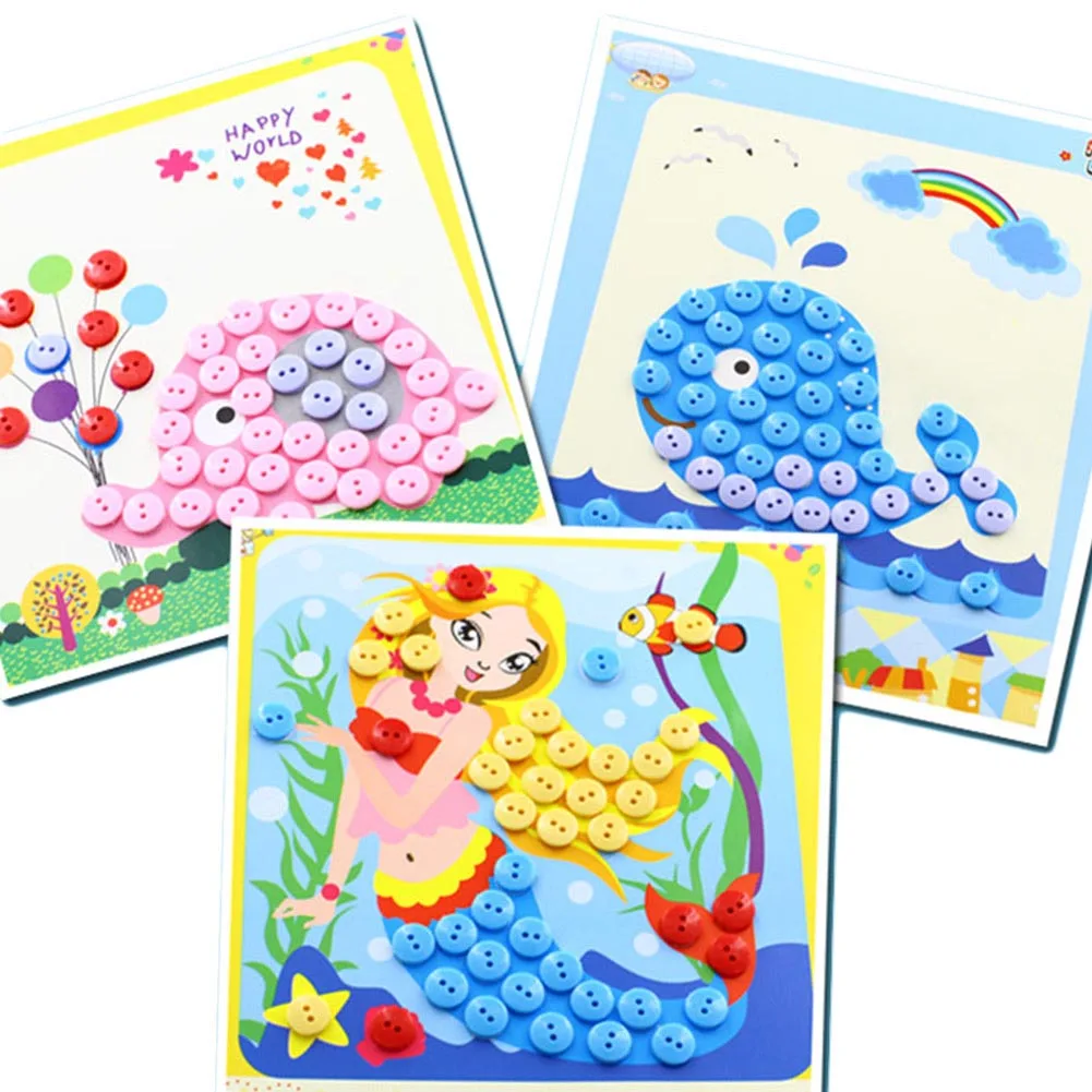 

Creative Educational Kids Children Drawing Toys DIY Picture Handmade Buttons Paste Painting Material Bag For Home Kindergarten