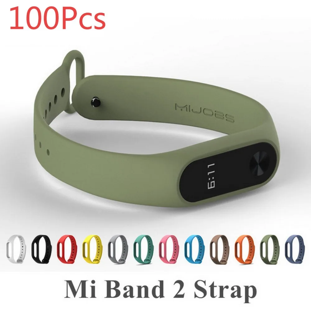 

100 Pcs Mijobs mi band 2 Silicone Bracelet Replacement Wriststrap mi band 2 Strap Smart Bracelet Wrist Band for Xiaomi