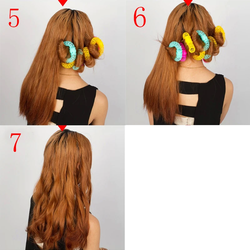 6 pcs/set Magic Bendy Curler Spiral Curls New Hair Styling Roller Hair dress DIY Tool large size 19cm(L)x 1.8cm Accessories