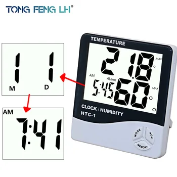 

For HTC-1 High accuracy LCD Digital Thermometer Hygrometer Indoor Electronic Temperature Humidity Meter Clock Weather Station
