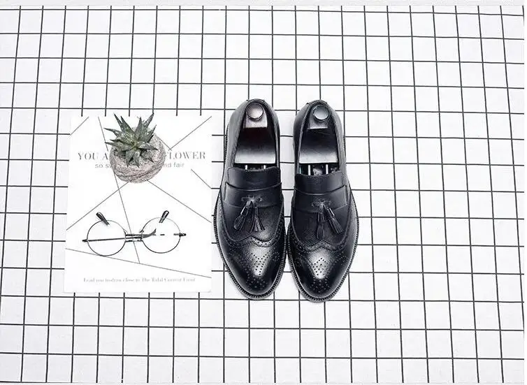 Big Size italian tassel business Formal Dress Men leather loafer formal dress flats designer office oxford shoes for men LE-39