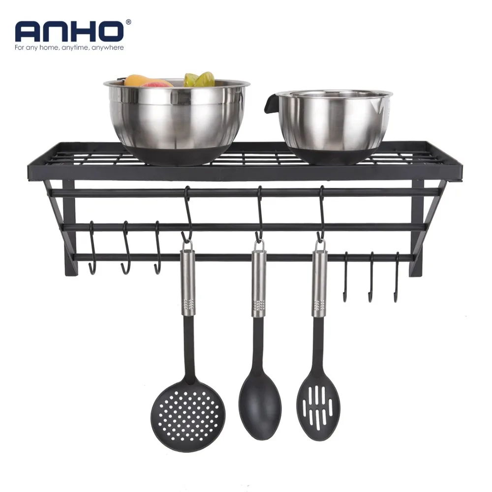 Настенная полка для кухонной посуды держатель с 10 крючками|Полки и держатели| |