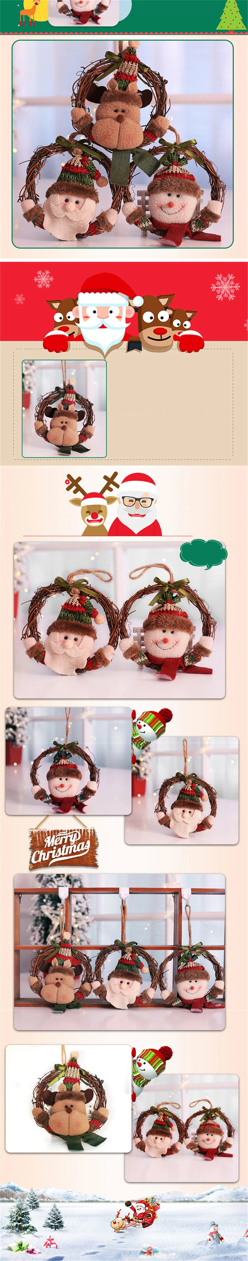 Eva2king Рождественский венок с Санта Клаусом Снеговики плюшевые игрушки настенные мягкие кукольные подвески для рождественских елок