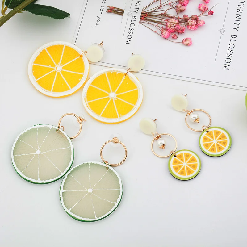 Fruit Earring for Women Orange Lemon Big EarringDrop Earrings