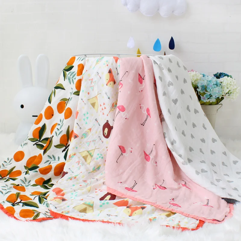 Двухслойный для малыша одеяло для новорожденных муслин пеленание мультфильм обертывание супер мягкий бамбуковый хлопок банное полотенце для детей реквизит для фотосъемки
