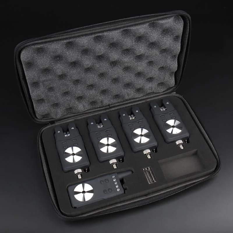 Baratos 1 + 4 a estrenar carpa pesca alarma de mordida pesca impermeable pesca electrónica caña de pescar punta campana indicadora de luz inalámbrica recepción