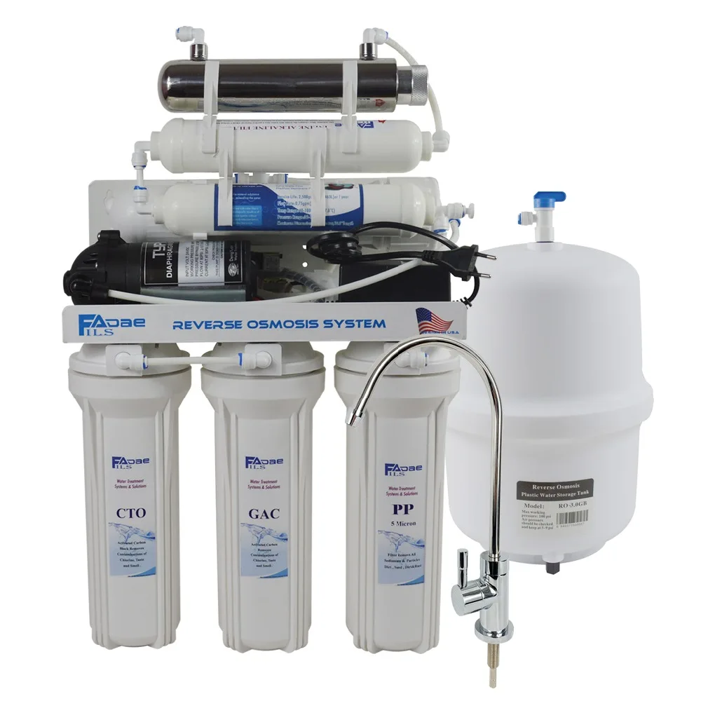 Undersink Reverse Osmosis Drinking Water Filter System with UV Sterilizer and Alkaline Filter