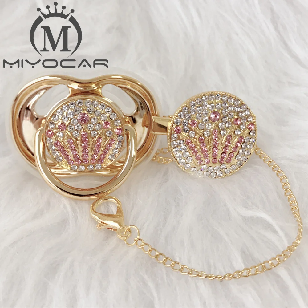 Miyocar Bling Unique Design Gold Pink Crown Pacifier And Clip Set Bpa Free Sgs Pass Safe To Baby Holder Apcg Chain huismerk kopen in de aanbieding Miyocar Bling Unique Design Gold Pink Crown Pacifier And Clip Set Bpa Free Sgs Pass Safe To Baby Holder Apcg Chain huismerk kopen in de aanbieding