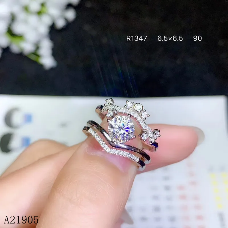 

KJJEAXCMY boutique jewelry 925 sterling silver inlaid Mosang diamond gem ladies luxury ring a three-do send certificate