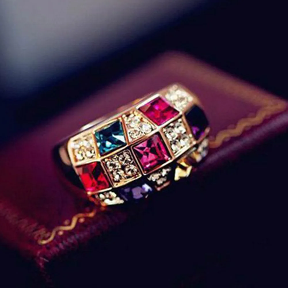 Женское кольцо с разноцветным цирконом 1 шт.|zircon ring|ring forfashion rings women |
