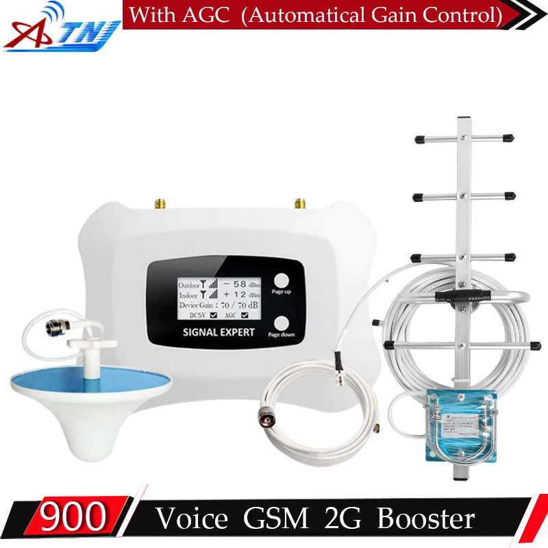 

ATNJ 70dB GSM Repeater 2G GSM 900MHZ Mobile Signal Booster GSM 900MHz Cell Phone Cellular Signal AGC Amplifier 2G 3G 4G Antenna