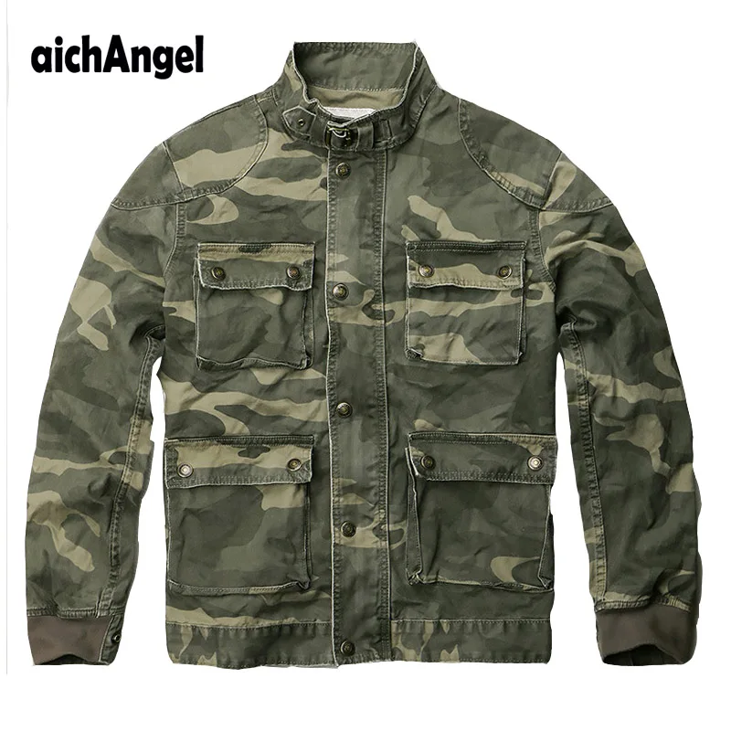 Mens Camouflage Cargo Jackets With Pockets Military Style Camo Tactical Jacket Outerwear For Man Workwear Clothing | Мужская одежда