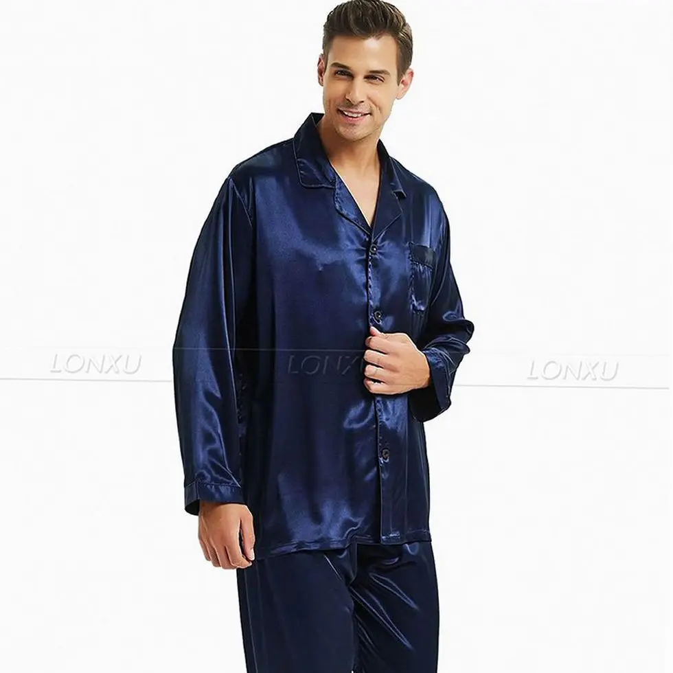 Mens Silk Satin Pajamas Set  Pajama Pyjamas Set  PJS  Set  Sleepwear  Loungewear  S,M,L,XL,2XL,3XL,4XL__Perfect  Gifts mens satin pajama set Pajama Sets