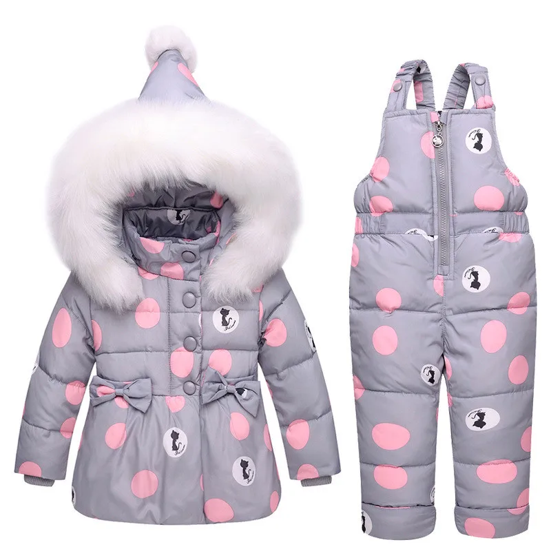

New born baby Girls Clothing Sets warm hooded white duck Down jacket and pants Waterproof Snowsuit Warm Kids Baby Clothes T65