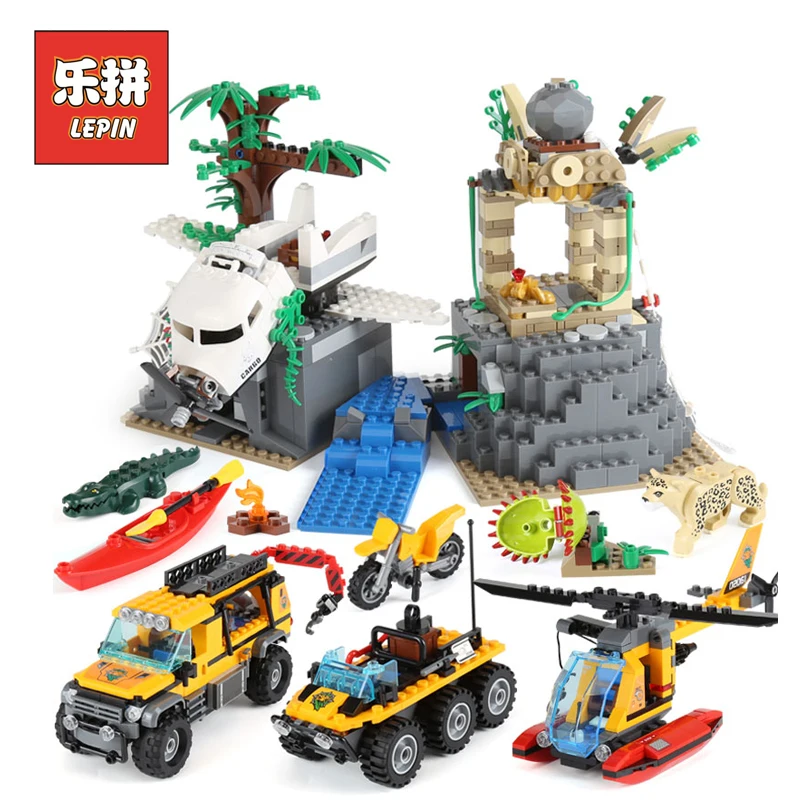 

Lepin 02061 the Jungle Exploration Site Set Building Blocks Compatible Legoings City 60161 Bricks Children Toys Christmas Gift