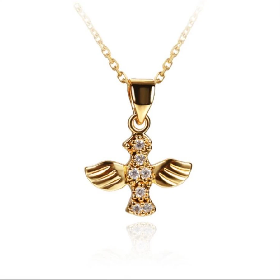 

Eagle Pendants Necklace 18K Gold Chain Cubic Zirconia Pave Tiny Hawk Charm Animal Pendant Necklaces Collier Choker for Women