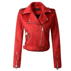2019 Новое поступление женские осенне-зимние замшевые куртки из искусственной кожи женские модные матовые мотоциклетные пальто Байкерский
