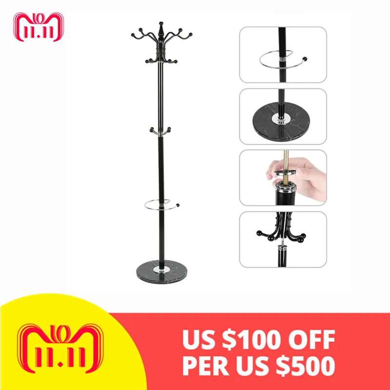 New arrival 15 Hooks Coat Rack 70" Metal Coat Hat Jacket Stand Tree