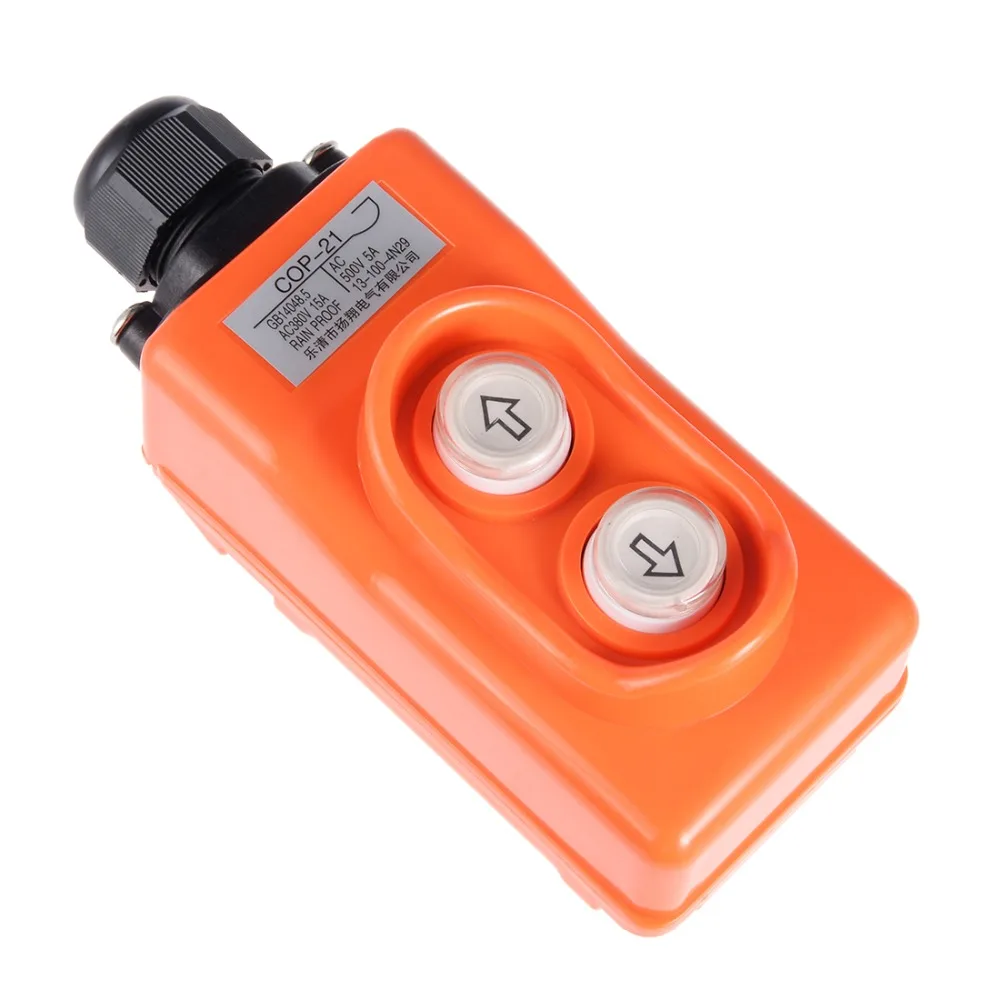 

UXCELL Rainproof Hoist Crane Pendant Control Station Push Button Switches COP-21 Up Down 2 Ways Orange For Hoist and Crane