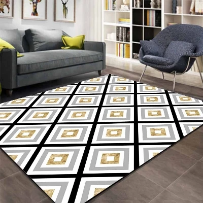 

Else Gray White Yellow Tales Geometric Ethnic 3d Print Non Slip Microfiber Living Room Decorative Modern Washable Area Rug Mat