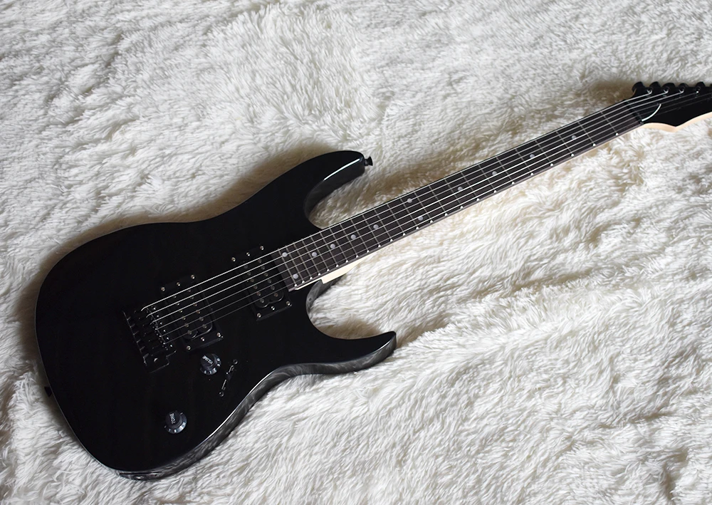 

Factory Black Electric Guitar with HH Pickups,24 Frets,Dots Fret Inlay,Black Hardware,Color Can be Customized for You