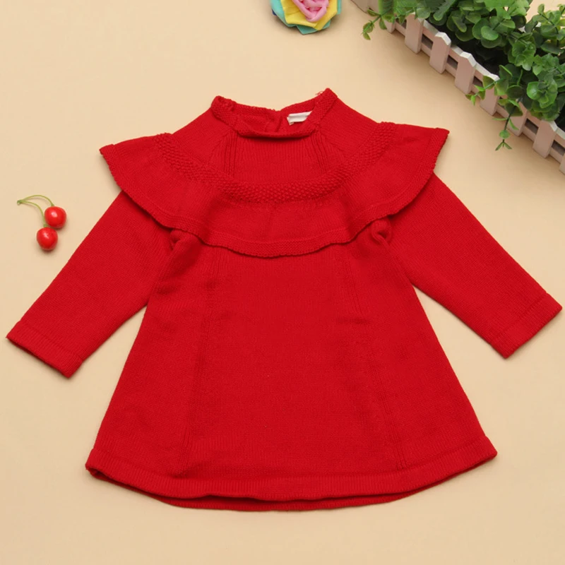 

Kids Girls Princess Sweater Dress Knitted Cute White Baby Dress Clothes with Cap