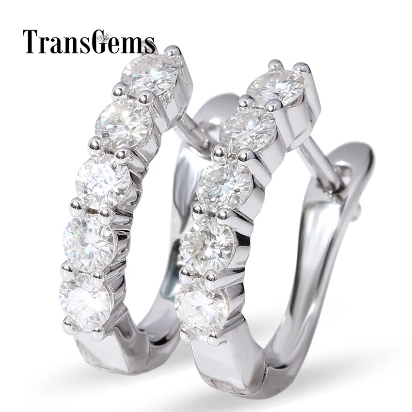 Moissanite Hoop Earrings 14k White Gold Huggie Type Hoop Earrings with 1 CTW Each 0.1CT 3MM FGH Moissanite Moissanite Hoop Earrings 14k White Gold Huggie Type Hoop Earrings with 1 CTW Each 0.1CT 3MM FGH Moissanite