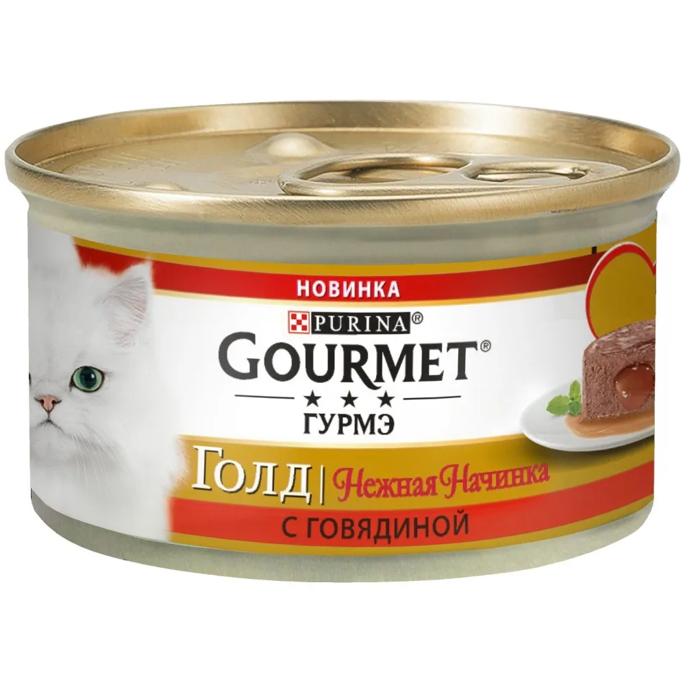 Влажный корм Gourmet Gold Нежная начинка для кошек с курицей, Банка, 12х85 г