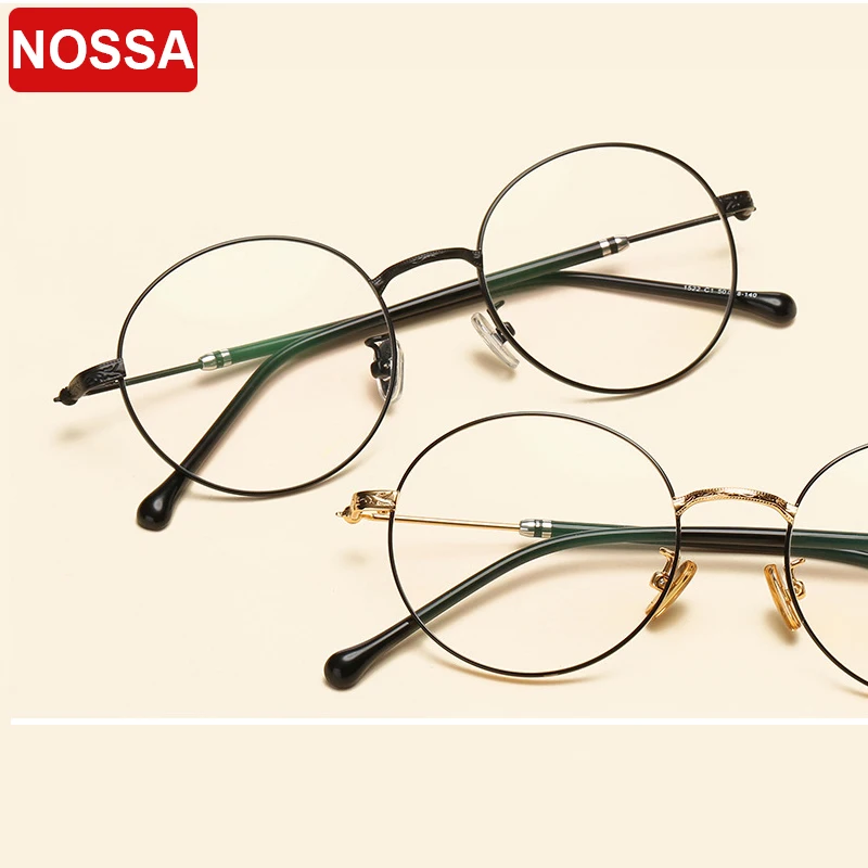 

Men's and women's optical myopia frames circular frames retro spectacle frames Korean art and metal circular flat mirror.