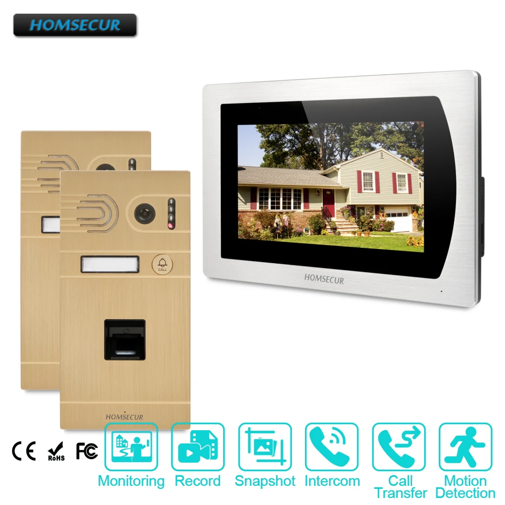 

HOMSECUR 7" Wired Video Door Entry Phone Call System with Fingerprint Camera BC061-G+BM717-S