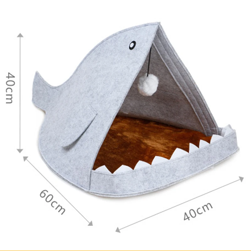 Товар в форме акулы собаки кровати войлочная ткань мягкий домик для собак домашних животных держать теплая, домашняя, для спальни для собаки кошки товары для животных, собак