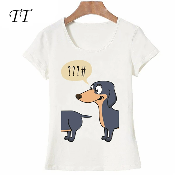 

Novelty Dachshunds Dog Look Back T-Shirt Summer Fashion Women T Shirt Funny Animal Print Tops Female Casual Tees