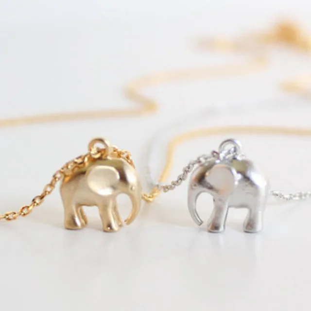 

Fashion Original Animal Cute 3d Elephant Necklace Delicate Small Size Alloy Pendant 45CM Chain Short Necklace for Girls Woman