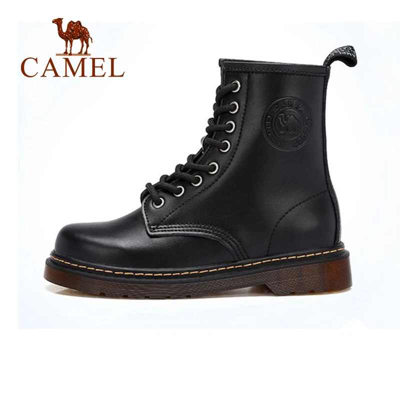 Femmes De Martin red Hiver Black Bottes 2018 En Non Courtes Chameau slip Style Cuir Chaussures À Britannique Talons Hauts Véritable EY2WDH9I