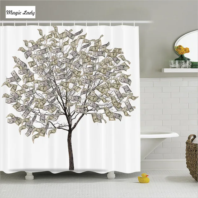 Shower Curtain Tree Bathroom Accessories Nature Money Luxury Leaves