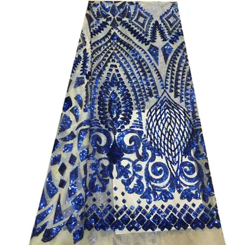 

High Quality Lace Fabric BLUE Latest African Sequin Lace Fabric For Party Sequin lace Fabric HJ924-2