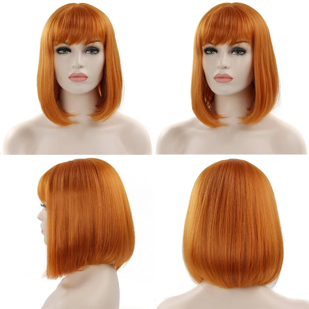 Pelucas cortas sintéticas para mujeres amarillo naranja Color Lolita peluca 2019 nuevas llegadas mujer peluca Cosplay 12 pulgadas pelucas con flequillo Pelucas cortas sintéticas para mujeres amarillo naranja Color Lolita peluca 2019 nuevas llegadas mujer peluca Cosplay 12 pulgadas pelucas con flequillo