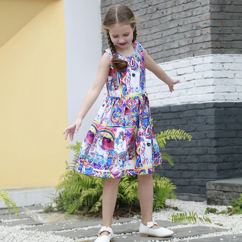 Girl Rainbow Unicorn Print Sleeveless Dress -Unicorn Fashion UTB8GscUoHPJXKJkSafSq6yqUXXas
