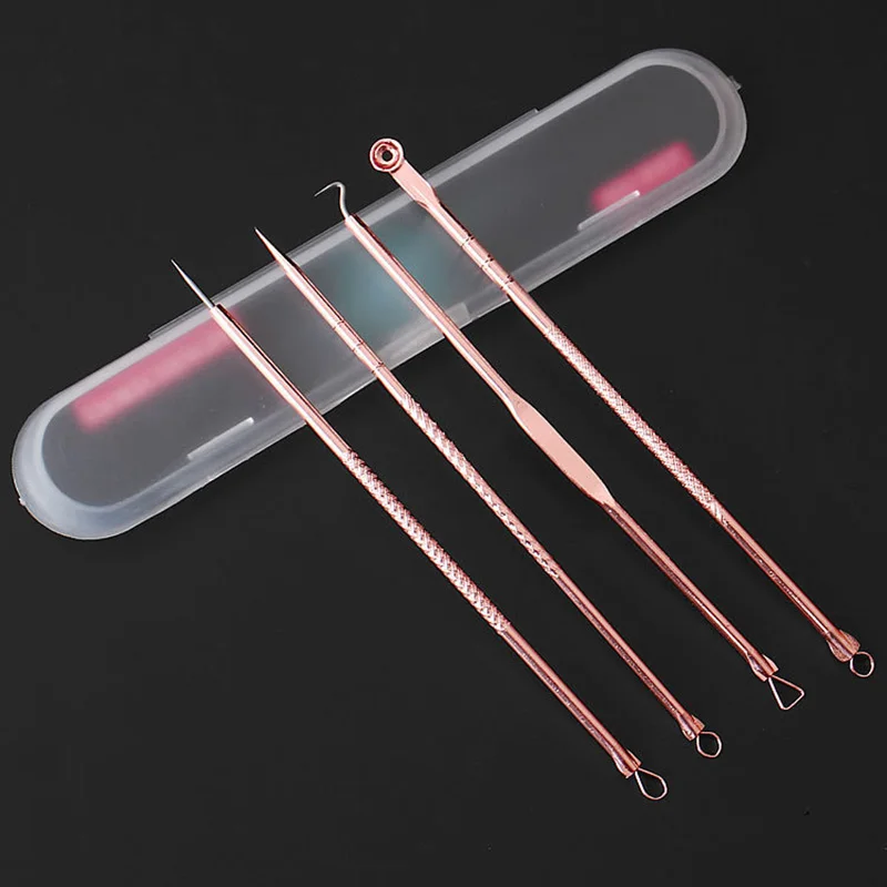 4 Pcs/Set Acne Blackhead Removal Needles Stainless Pimple Spot Comedone Extractor Cleanser Beauty Face Clean Care Tool